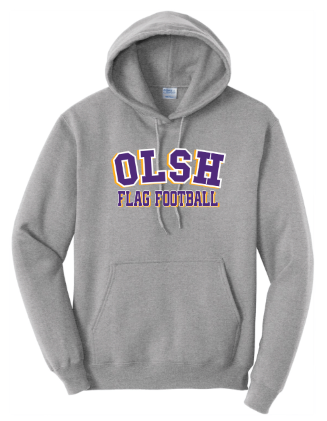 OLSH FLAG FOOTBALL YOUTH & ADULT HOODED SWEATSHIRT - ATHLETIC HEATHER