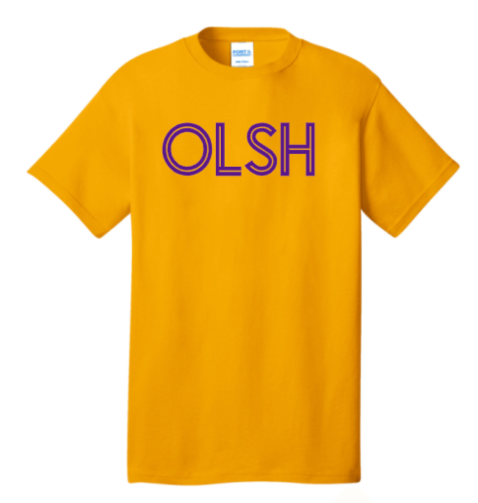 OLSH DOUBLE-LINE DESIGN GOLD YOUTH & ADULT SHORT SLEEVE T-SHIRT