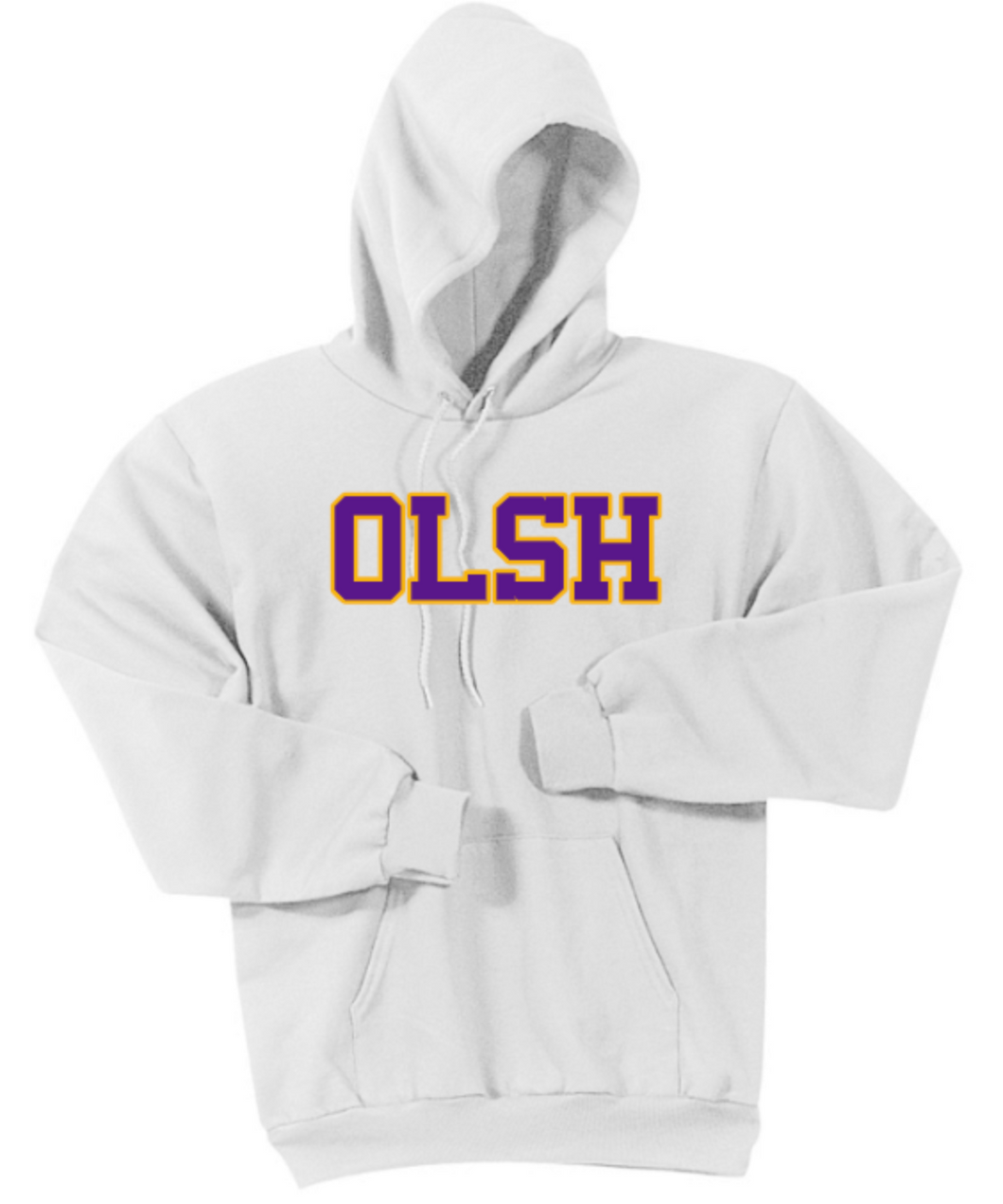 OLSH ADULT WHITE WITH BLOCK LETTER HOODED SWEATSHIRT