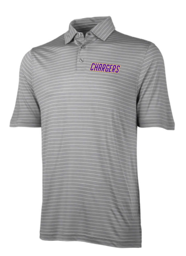 OLSH MENS GREY STRIPE CHARGERS PERFORMANCE POLO