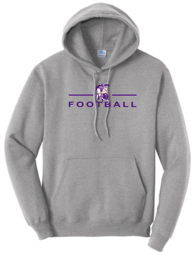 OLSH FOOTBALL YOUTH & ADULT HOODED SWEATSHIRT - JET BLACK OR ATHLETIC HEATHER