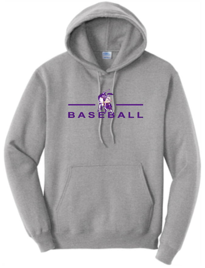 OLSH BASEBALL YOUTH & ADULT HOODED SWEATSHIRT - JET BLACK OR ATHLETIC HEATHER