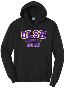 OLSH CLASS OF 2026 YOUTH & ADULT HOODED SWEATSHIRT - JET BLACK OR ATHLETIC HEATHER
