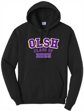 Load image into Gallery viewer, OLSH CLASS OF 2025 YOUTH &amp; ADULT HOODED SWEATSHIRT - JET BLACK OR ATHLETIC HEATHER
