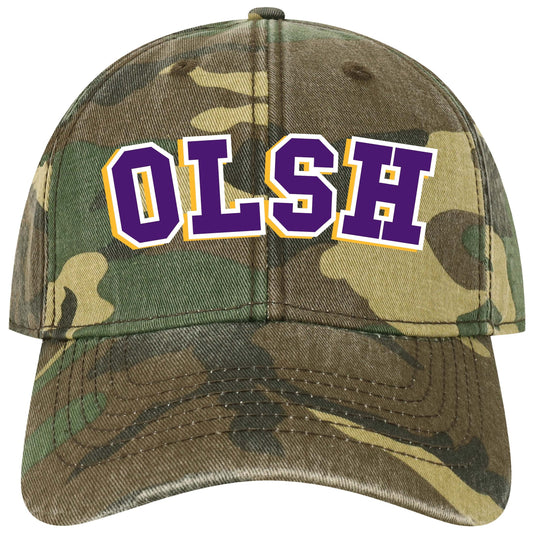 OLSH LEGACY BRAND ADULT SIZE EMBROIDERED RELAXED TWILL HAT - CAMO