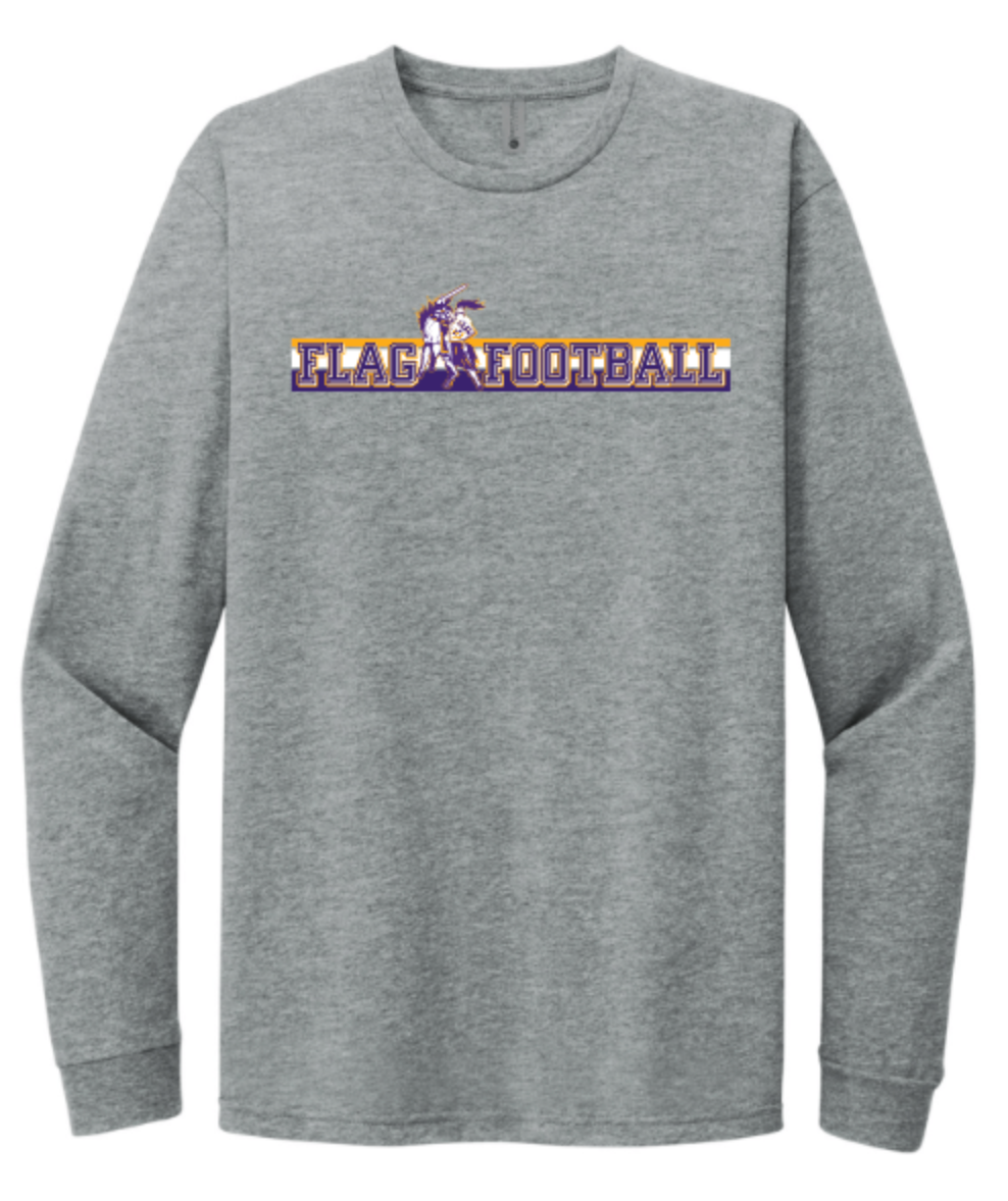 OLSH FLAG FOOTBALL YOUTH & ADULT RINGSPUN COTTON LONG SLEEVE T-SHIRT  - GREY
