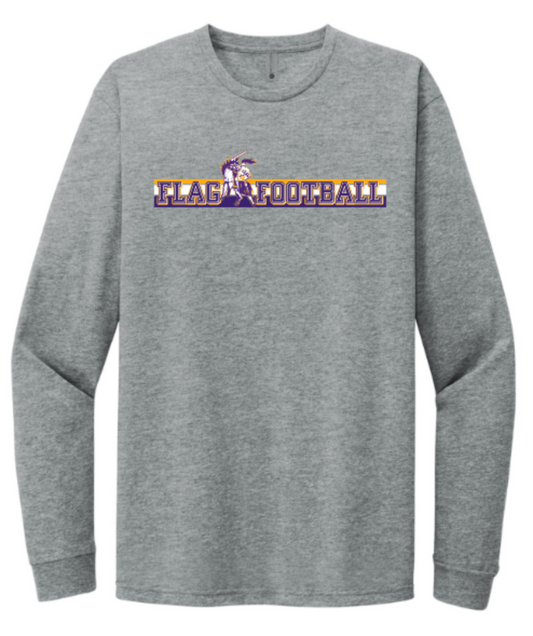 OLSH FLAG FOOTBALL YOUTH & ADULT RINGSPUN COTTON LONG SLEEVE T-SHIRT  - GREY