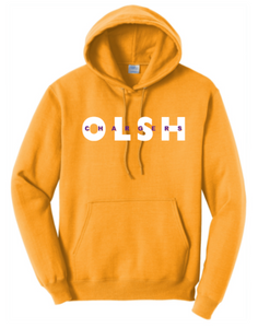 OLSH YOUTH & ADULT YELLOW GOLD CHARGER SHADOW DESIGN HOODED SWEATSHIRT
