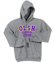 Load image into Gallery viewer, OLSH CLASS OF 2028 YOUTH &amp; ADULT HOODED SWEATSHIRT - JET BLACK OR ATHLETIC HEATHER
