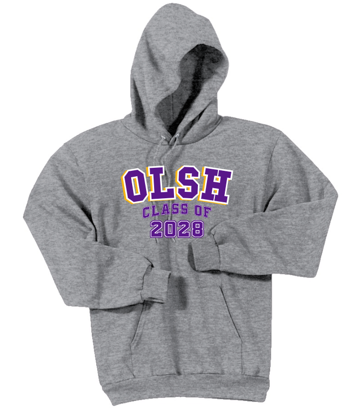 OLSH CLASS OF 2028 YOUTH & ADULT HOODED SWEATSHIRT - JET BLACK OR ATHLETIC HEATHER