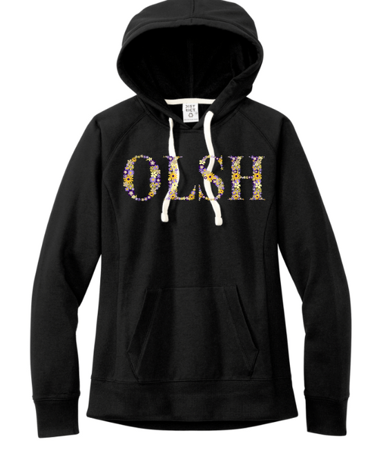 FEELING FLORAL OLSH WOMENS HOODED SWEATSHIRT