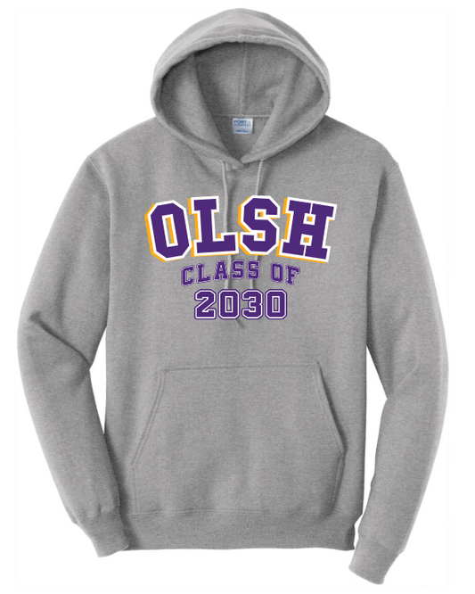 OLSH CLASS OF 2030 YOUTH & ADULT HOODED SWEATSHIRT - JET BLACK OR ATHLETIC HEATHER