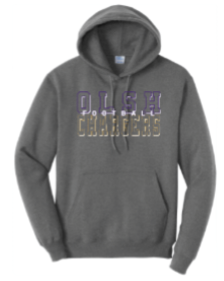 FUNDRAISER - OLSH FOOTBALL YOUTH & ADULT HOODED SWEATSHIRT - DARK HEATHER GREY