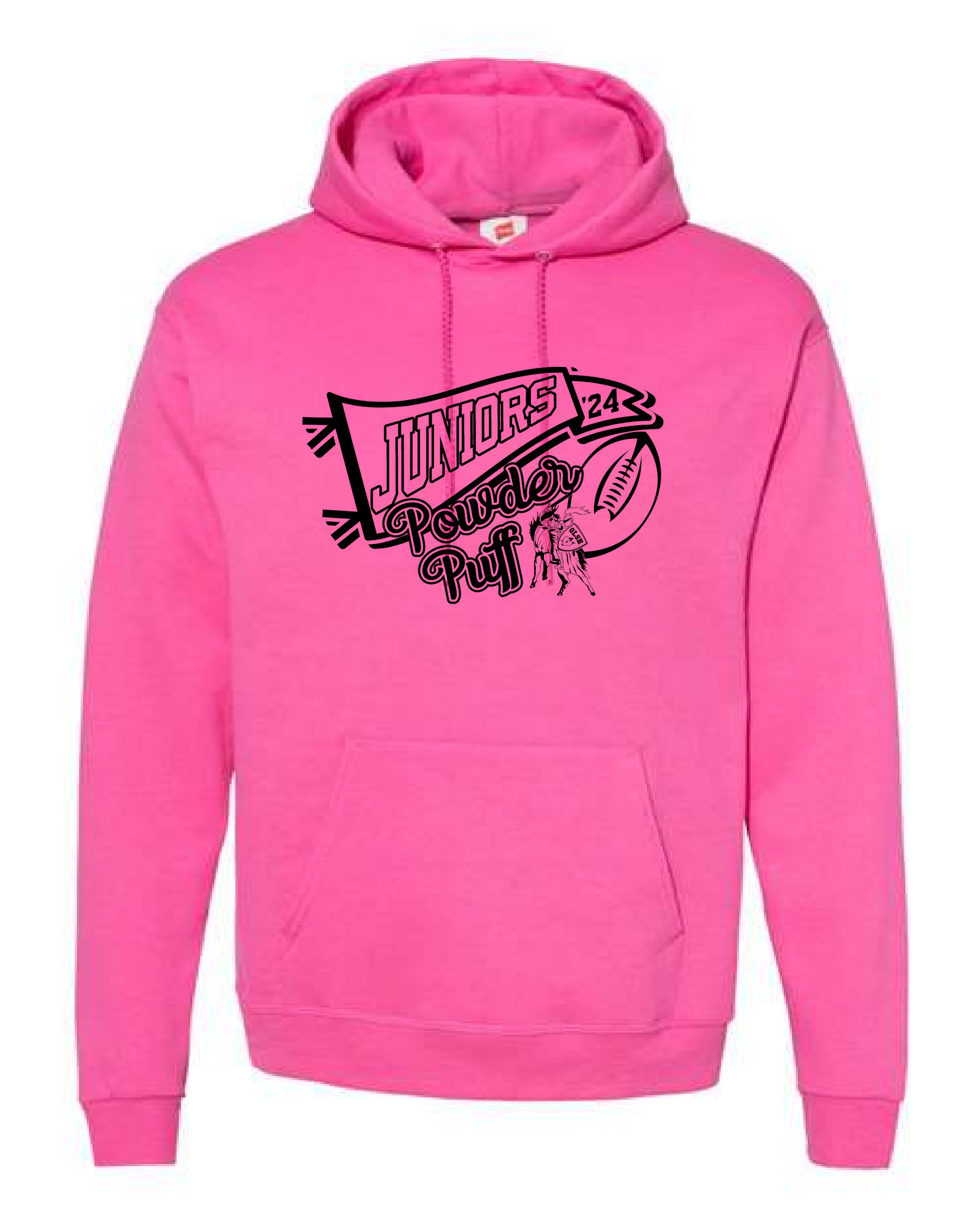 *JUNIORS POWDER PUFF"  ADULT HOODED SWEATSHIRT - PINK