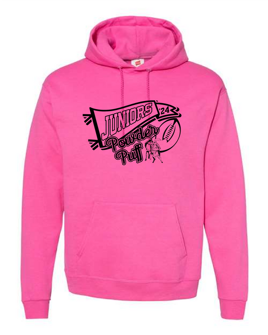 *JUNIORS POWDER PUFF"  ADULT HOODED SWEATSHIRT - PINK