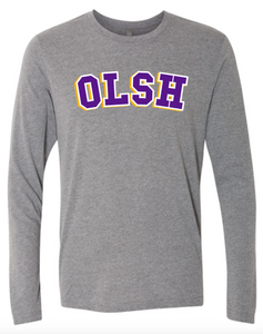 OLSH 3 COLOR LOGO ADULT LONG SLEEVE TRI-BLEND TSHIRT - PREMIUM HEATHER GREY