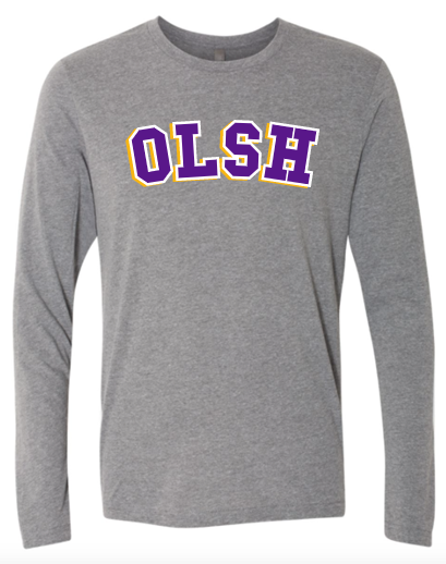 OLSH 3 COLOR LOGO ADULT LONG SLEEVE TRI-BLEND TSHIRT - PREMIUM HEATHER GREY