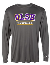Load image into Gallery viewer, OLSH BASEBALL YOUTH &amp; ADULT PERFORMANCE SOFTLOCK LONG SLEEVE TEE - PURPLE OR GRAPHITE

