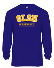 Load image into Gallery viewer, OLSH BASEBALL YOUTH &amp; ADULT PERFORMANCE SOFTLOCK LONG SLEEVE TEE - PURPLE OR GRAPHITE
