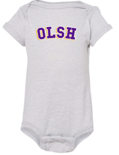 OLSH INFANT PREMIUM JERSEY MELANGE ONESIE - PURPLE OR GREY
