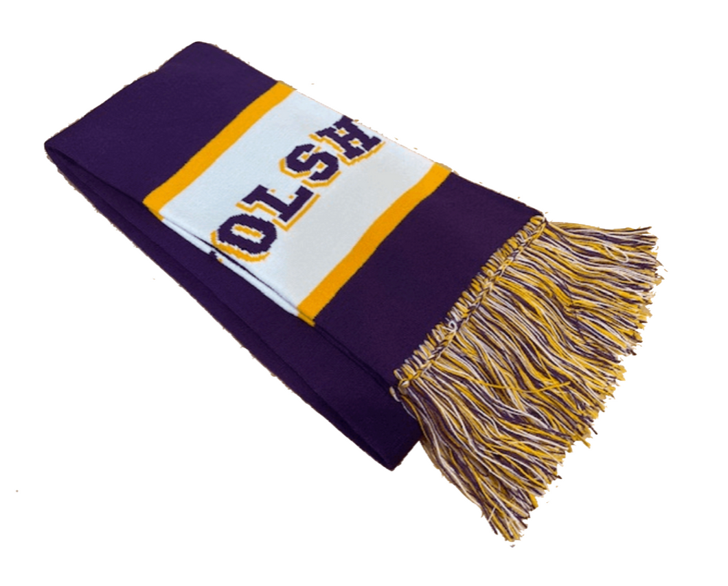 OLSH KNIT TRI-COLORED SCARF WITH FRINGE