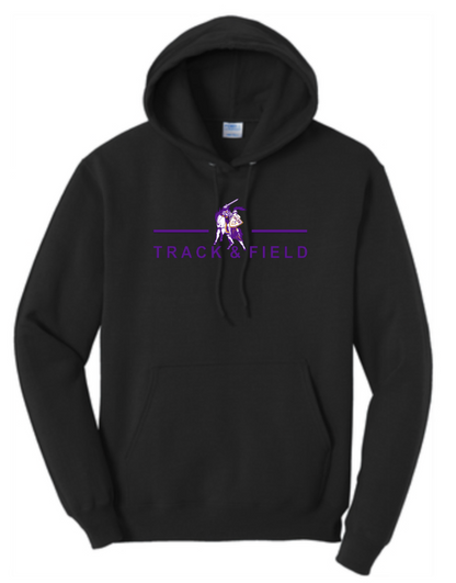 OLSH TRACK AND FIELD YOUTH & ADULT HOODED SWEATSHIRT - JET BLACK OR ATHLETIC HEATHER