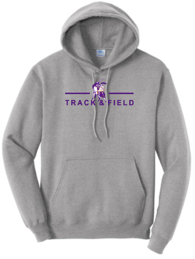 OLSH TRACK AND FIELD YOUTH & ADULT HOODED SWEATSHIRT - JET BLACK OR ATHLETIC HEATHER