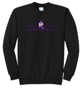OLSH SOFTBALL YOUTH & ADULT CREWNECK SWEATSHIRT - JET BLACK OR ATHLETIC HEATHER