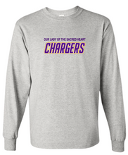 Load image into Gallery viewer, OLSH BASIC CHARGERS YOUTH &amp; ADULT COTTON LONGSLEEVE  - WHITE, GRAPHITE HEATHER OR GOLD
