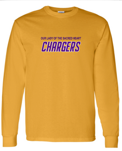 OLSH BASIC CHARGERS YOUTH & ADULT COTTON LONGSLEEVE  - WHITE, GRAPHITE HEATHER OR GOLD