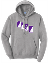 Load image into Gallery viewer, OLSH YOUTH &amp; ADULT HOODED SWEATSHIRT - ATHLETIC HEATHER OR JET BLACK SPLIT DESIGN

