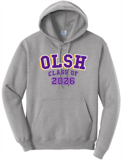 OLSH CLASS OF 2026 YOUTH & ADULT HOODED SWEATSHIRT - JET BLACK OR ATHLETIC HEATHER