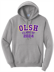 OLSH CLASS OF 2024 YOUTH & ADULT HOODED SWEATSHIRT - JET BLACK OR ATHLETIC HEATHER