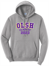 Load image into Gallery viewer, OLSH CLASS OF 2023 YOUTH &amp; ADULT HOODED SWEATSHIRT - JET BLACK OR ATHLETIC HEATHER
