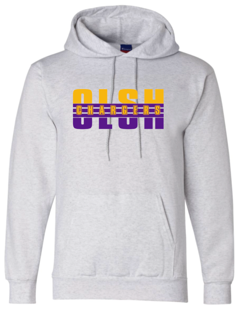 OLSH ADULT CHAMPION BRAND SILVER GREY HOODED SWEATSHIRT