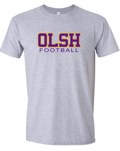 OLSH FOOTBALL YOUTH & ADULT SOFTSTYLE COTTON JERSEY SHORT SLEEVE T-SHIRT  - SPORT GREY