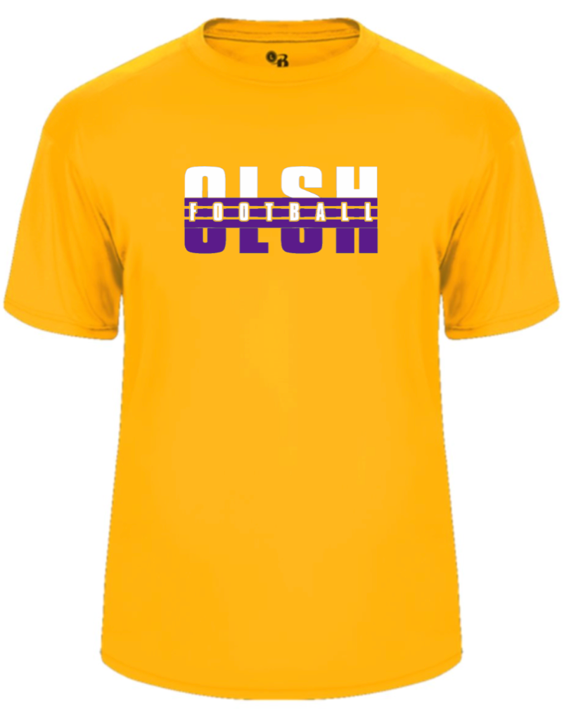 OLSH FOOTBALL YOUTH & ADULT PERFORMANCE SOFTLOCK SHORT SLEEVE  T-SHIRT  - GOLD