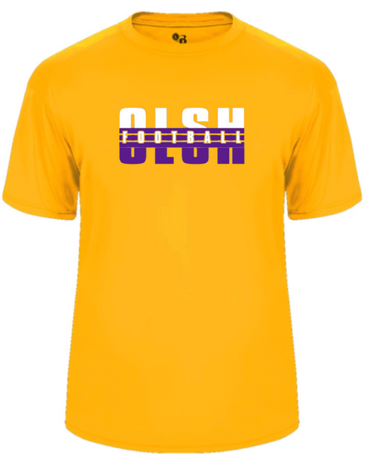 OLSH FOOTBALL YOUTH & ADULT PERFORMANCE SOFTLOCK SHORT SLEEVE  T-SHIRT  - GOLD