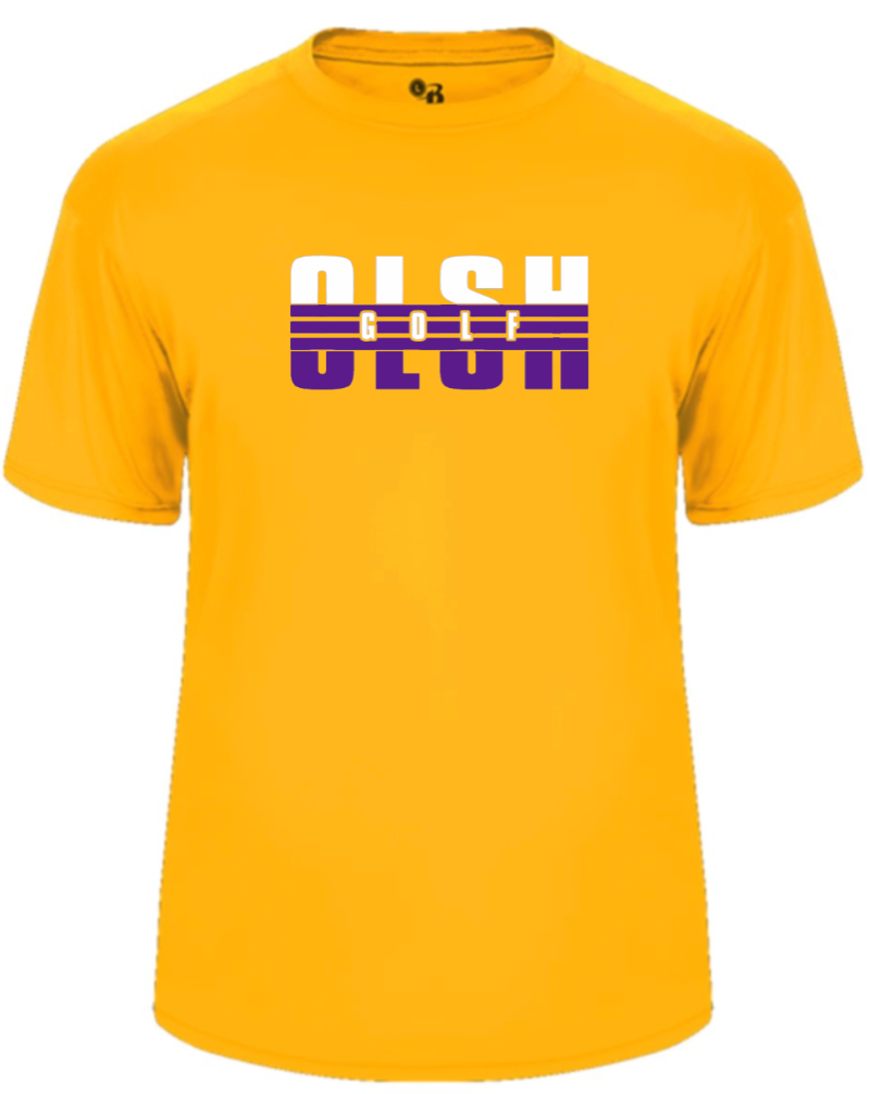 OLSH GOLF YOUTH & ADULT PERFORMANCE SOFTLOCK SHORT SLEEVE  T-SHIRT  - GOLD