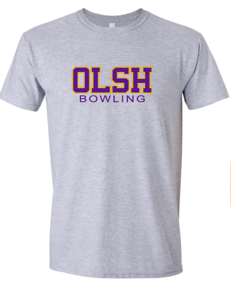 OLSH BOWLING YOUTH & ADULT SOFTSTYLE COTTON JERSEY SHORT SLEEVE T-SHIRT  - SPORT GREY