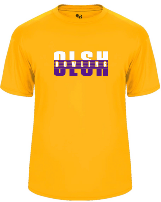 OLSH BOWLING YOUTH & ADULT PERFORMANCE SOFTLOCK SHORT SLEEVE  T-SHIRT  - GOLD