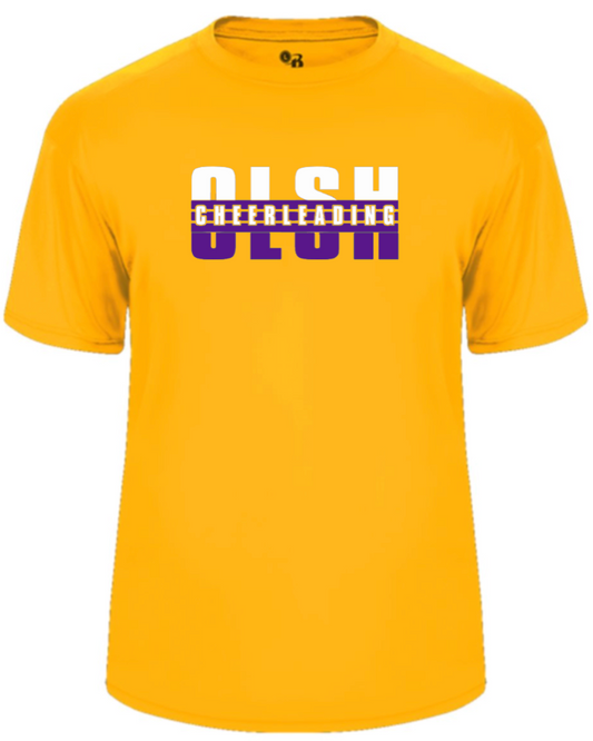 OLSH CHEERLEADING YOUTH & ADULT PERFORMANCE SOFTLOCK SHORT SLEEVE  T-SHIRT  - GOLD