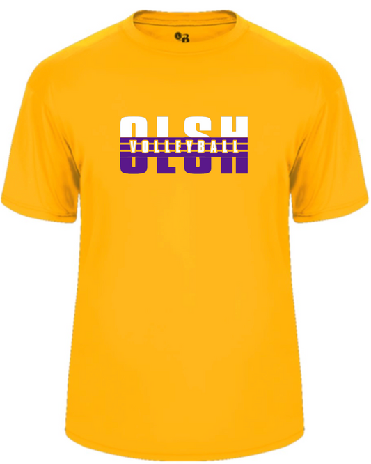 OLSH VOLLEYBALL YOUTH & ADULT PERFORMANCE SOFTLOCK SHORT SLEEVE  T-SHIRT  - GOLD