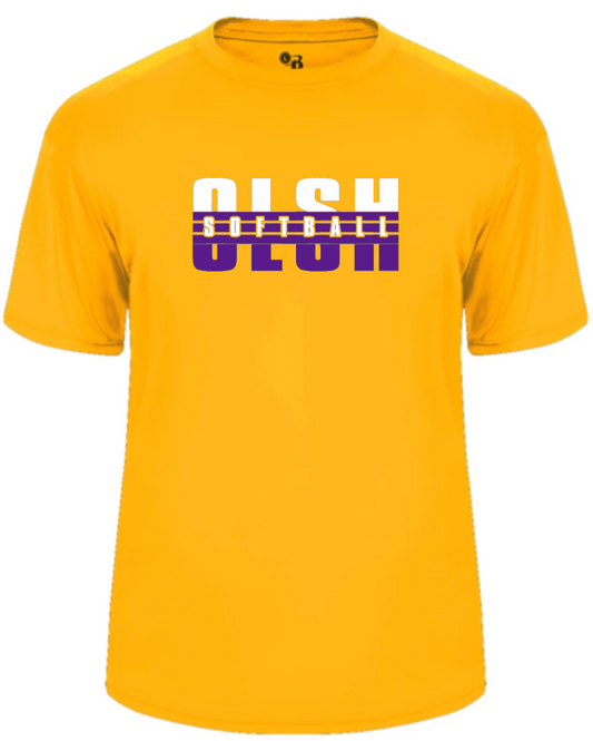 OLSH SOFTBALL YOUTH & ADULT PERFORMANCE SOFTLOCK SHORT SLEEVE  T-SHIRT  - GOLD