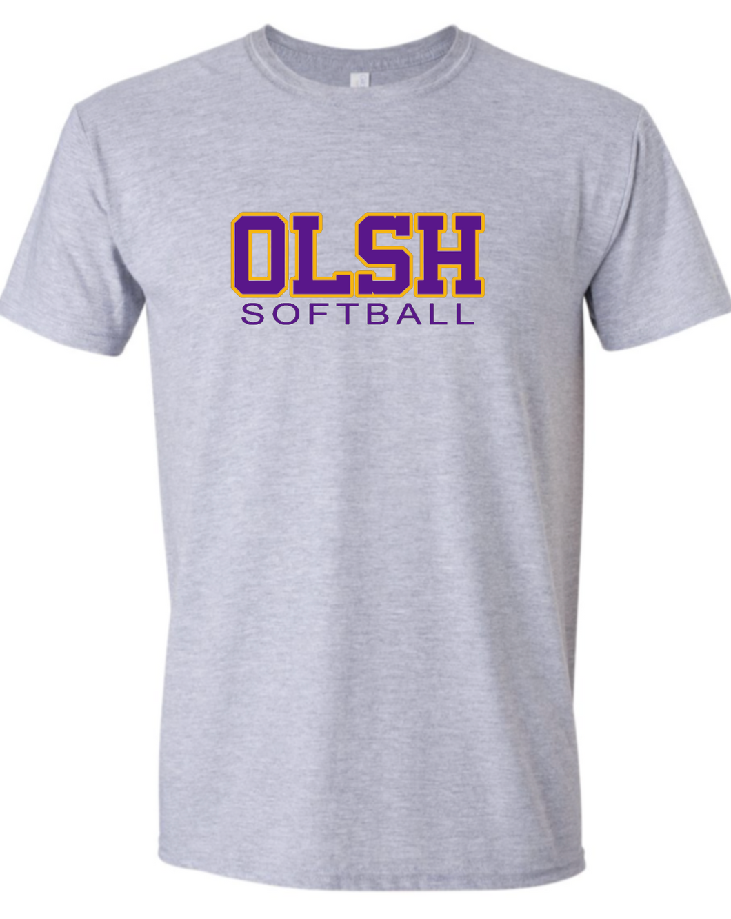 OLSH SOFTBALL YOUTH & ADULT SOFTSTYLE COTTON JERSEY SHORT SLEEVE T-SHIRT  - SPORT GREY