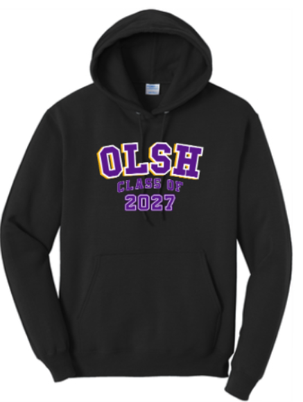 OLSH CLASS OF 2027 YOUTH & ADULT HOODED SWEATSHIRT - JET BLACK OR ATHLETIC HEATHER