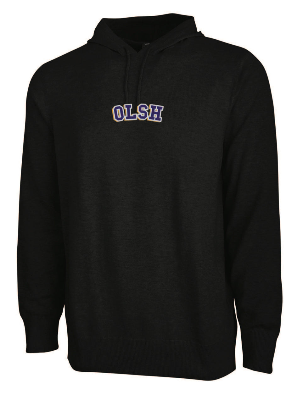 OLSH EMBROIDERED KNIT HOODED SWEATER
