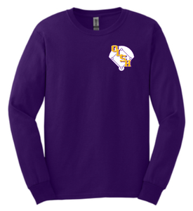 OLSH BASEBALL YOUTH & ADULT LONG SLEEVE T-SHIRT - FRONT AND BACK DESIGN - PURPLE